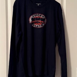 Lucky Brand Blue Long Sleeve Tee Classic Design, NWOT